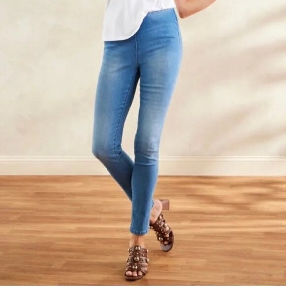 Soft Surroundings Supremely Soft Pull On Cotton High Rise Stretchy Skinny Jeans - Picture 1 of 8